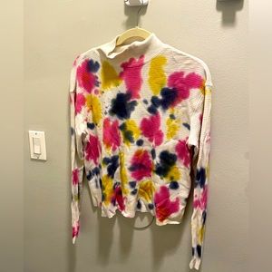 Anthropology mock neck waffle knit long sleeve shirt